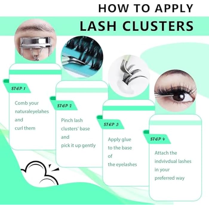 240pcs D Curl Individual Cluster Eyelashes False Eyelashes Extension Individual Eyelash Bunche Lash Cluster DIY at Home (20D-MAX -8MM TO 16MM) - Image 5